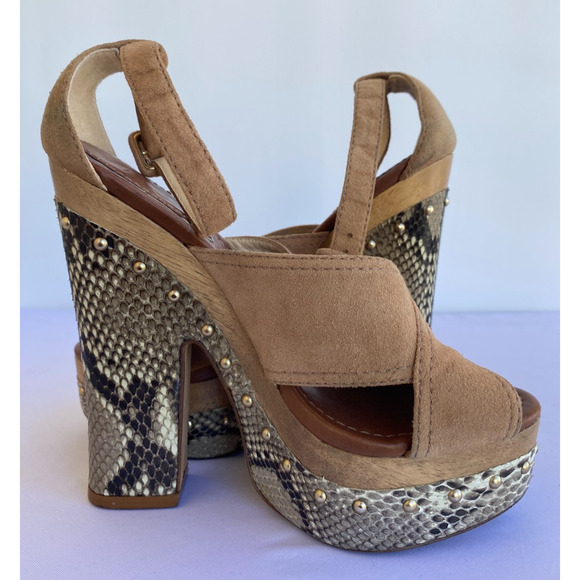 Alexandre Birman Suede & Snake Platform Sandals sz 36.5, US 6.5 - Picture 2 of 14